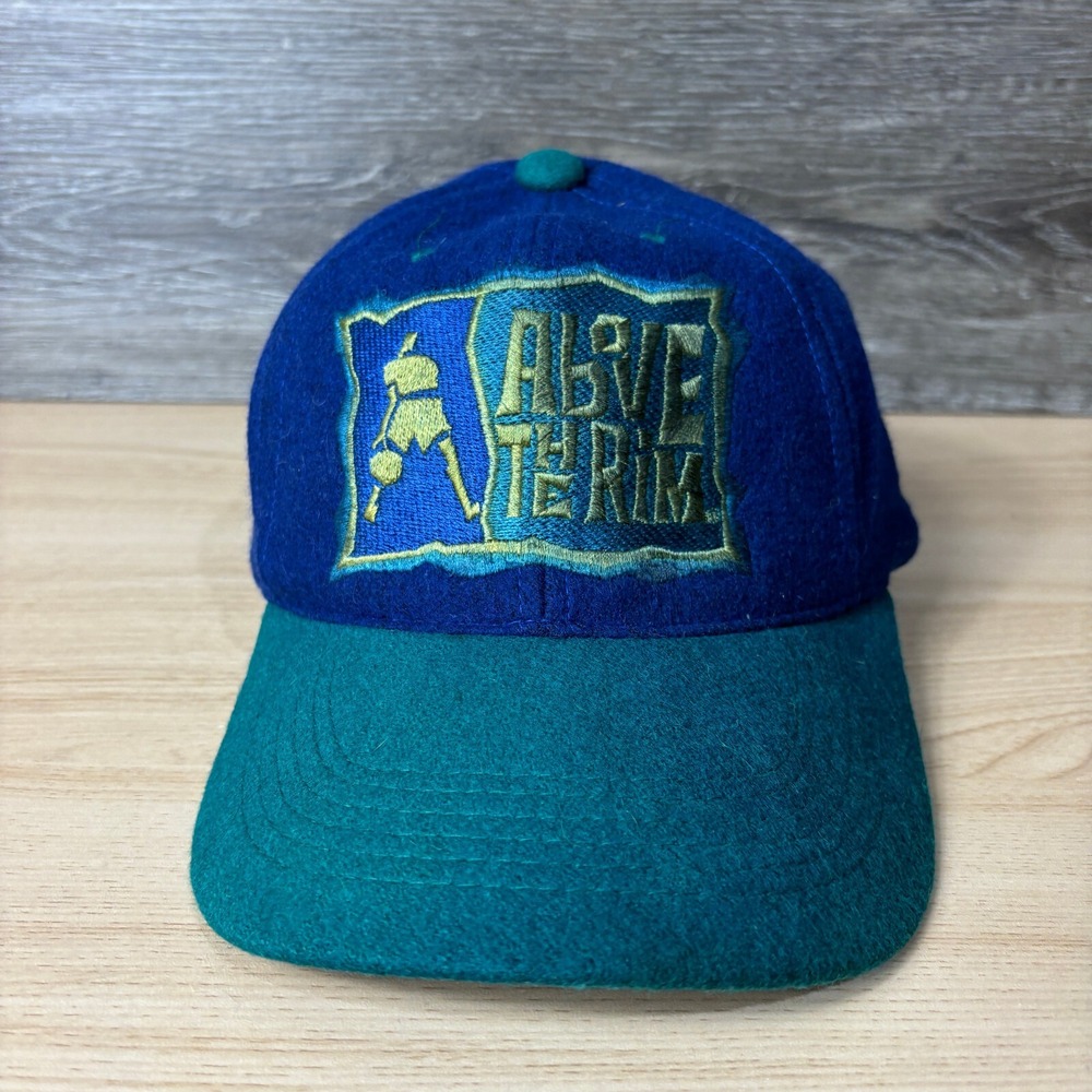 Vintage Above the Rim Hat Cap Fitted Mens Medium Blue Basketball Wool Blend *